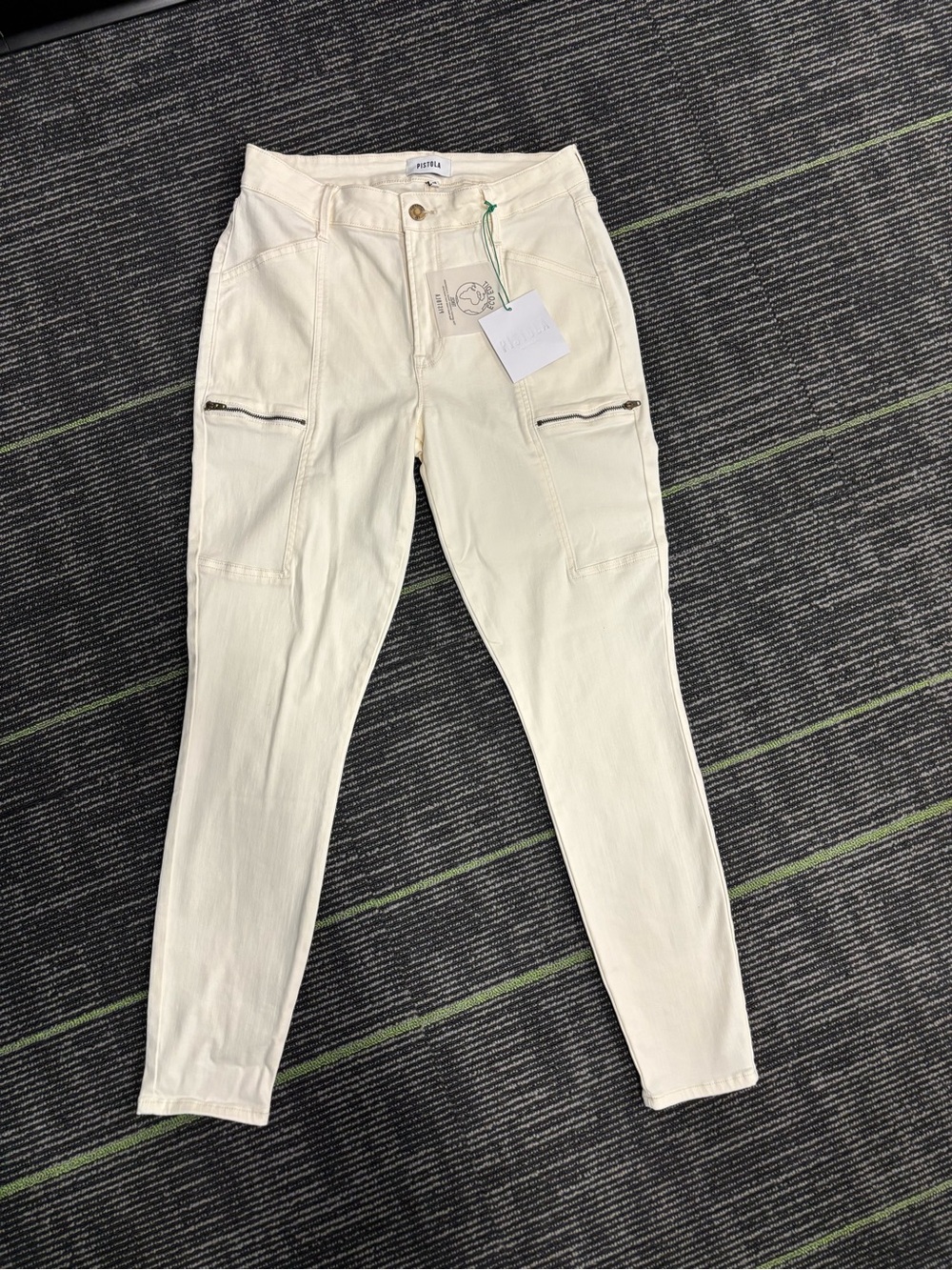 Pistola Cream Cargo Skinny Jeans with Zip Pockets